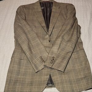 Hickey Freeman Beige/Brown Checkered Blazer